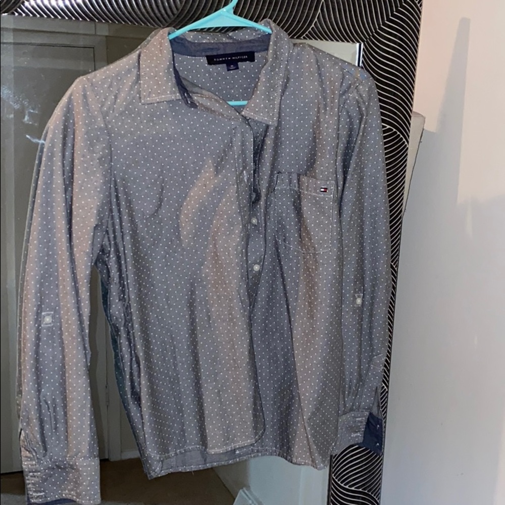 Polka dot button down
